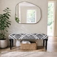 thumbnail image 2 of LR Home Shag Diamond Upholstered Indoor Accent Bench, Black/White, 2 of 10