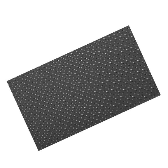 KFFKFF Garage Floor Mat, 4 x 7 ft PVC Flooring Roll, 2.2 mm Thick Diamond Plate Protector with Double-Sided Tape, Non-Slip and Easy-to-Clean Surface for Warehouses, Gyms, Trailers, Black