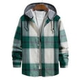 thumbnail image 5 of Mens Hawaiian Shirts L Casual Plaid Print Hooded Collar Long Sleeve Comfortable Breathable Gathering Vacation Green Button Down Tops Sizes L, 5 of 7