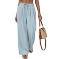 thumbnail image 2 of Fantaslook Wide Leg Pants for Women High Waisted Drawstring Pleated Trousers Pants Summer Casual Work Pants with Pockets, 2 of 8