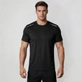 thumbnail image 2 of Men's Dry Fit Shirts Mesh Short Sleeve Athletic Crew Neck T Shirts Running Gym Workout Short Sleeve Tee Tops Black XXXXXL, 2 of 3