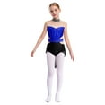 thumbnail image 2 of Kaerm Kids Girls Gymnastics Ballet Skirted Leotard Sleeveless Mock Neck Bodysuit Lyrical Dress Dance Costume Royal Blue&Black 10, 2 of 6