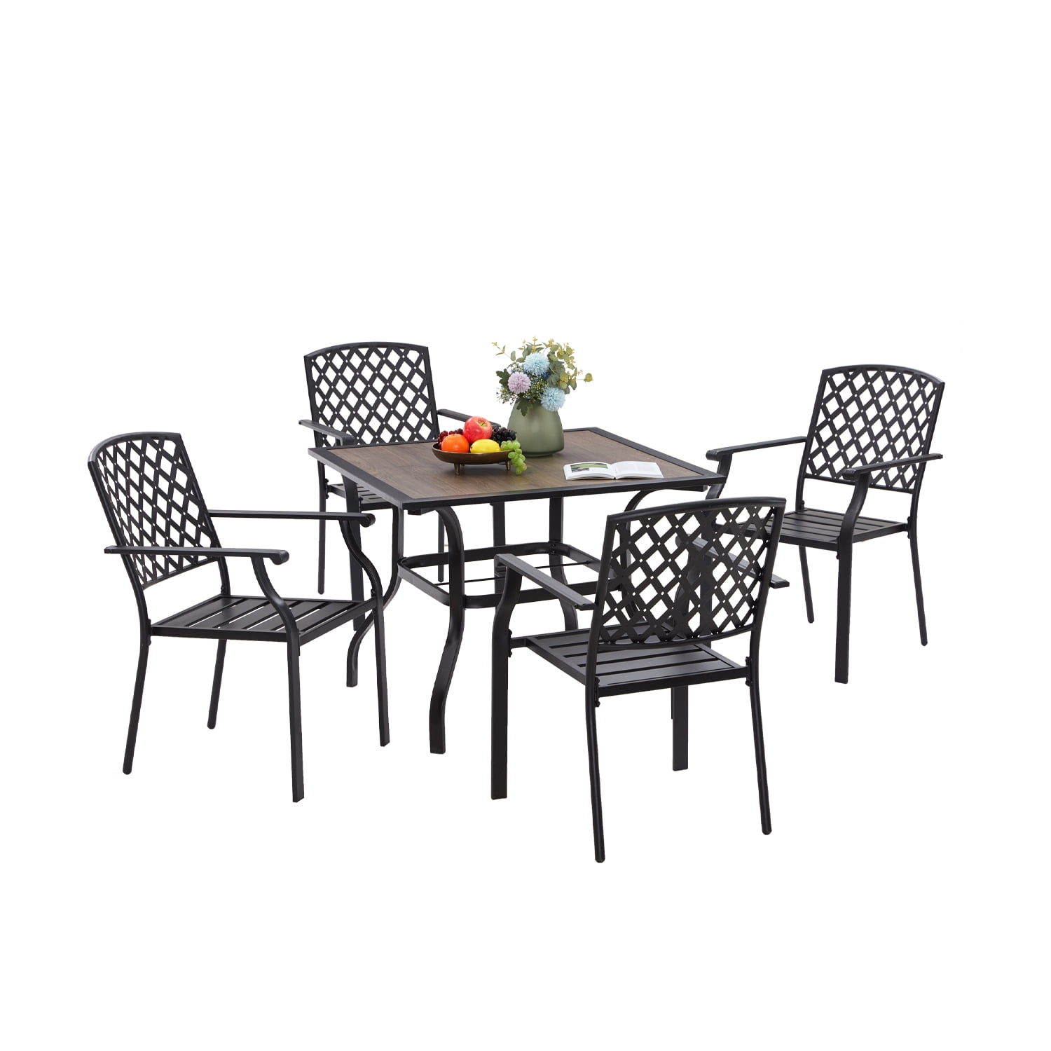 Vicllax Outdoor Metal Bistro Patio Stackable Dining Chairs Set of 2