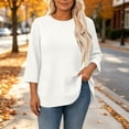 thumbnail image 5 of Hilenly Plus Size Crewneck Sweatshirt for Women 3/4 Sleeve Waffle Knit Tops Tunic Sweatshirts, 5 of 9