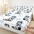 thumbnail image 3 of Homewish Kawaii Bow Tie Full Size Sheets,Western Cowgirl Boots Bed Sheets,White Blue Black Sheet Sets For Children,Breathable Home Decor,4 Pieces, 3 of 7