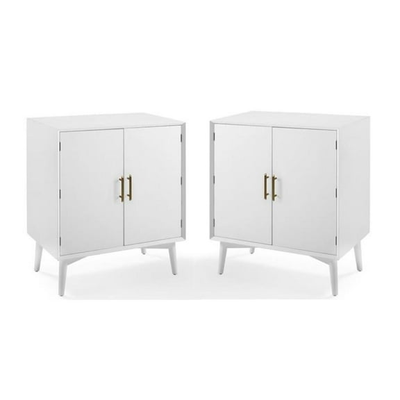 Home Square 2 Door Wood Bar Cabinet Set in White (Set of 2)