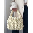 thumbnail image 2 of Women's Knit Clutch Bag Handmade Woven Polyeater Knit Satchel Purse Handbag Shoulder Solid Color Bag, 2 of 8