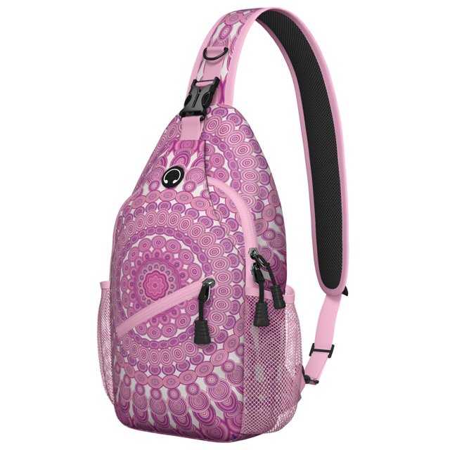 Meditation Space Mandala Sling Backpack, Boho Crossbody Shoulder Bag with Psychedelic Pattern for Healing, Emotional Balance, and Energy Flow