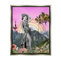 Stupell Industries Summer Woman & Flowers Botanical & Floral Painting Gray Floater Framed Canvas Art Print Wall Art, 17 x 21