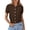 Dark Brown, variant on PRETTYGARDEN Womens Casual Summer Short Sleeve Cardigans Button Down Knitted Sweater Basic Crew Neck Crop Tops