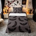 thumbnail image 2 of Erosebridal Halloween Bat Twin Sheets, Spooky Night Bedding, Gray Dark Brown, Halloween Reversible, 3-Piece, 1 Flat Sheet, 1 Fitted Sheet and 1 Pillowcase, 2 of 6
