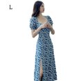 thumbnail image 1 of Vestido midi Jumpingount sexy de manga corta con cuello en U estampado floral para mujer L, 1 of 7