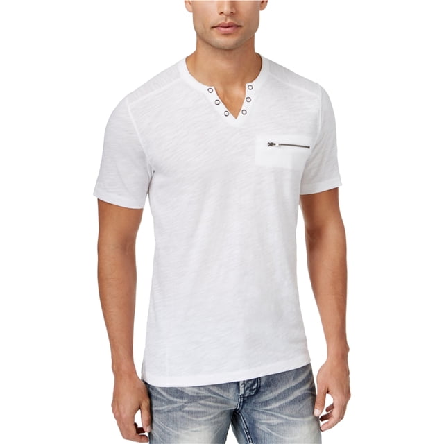 INC - Camiseta con adornos de cuello dividido Dean para hombre, color blanco, mediano I-N-C Camiseta adornada