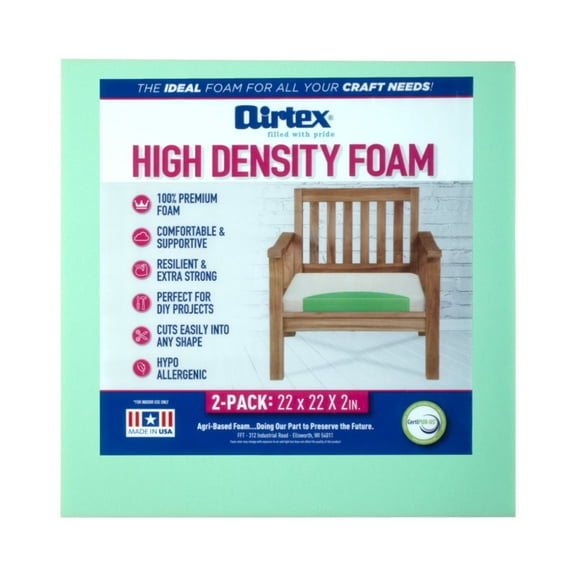 Airtex High-Density Craft Foam 2” x 22” x 22” – 2-Pack, Thick Foam for Arts, Crafts & Sewing Projects