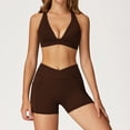 thumbnail image 1 of PISONIC Women Two Piece Workout Sets Cross Back Sports Bras Matching Booty Lifting Shorts With Pocket Gym Yoga Outfits, 1 of 6