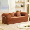 thumbnail image 2 of ATHOPE 78.7" Folding Convertible Sofa Bed, Oversized Corduroy Upholstered Boneless Couch, Loveseat Sleeper with Pull Out Bed, Floor Sofa Modular Futon Couch for Living Room Bedroom Lounge, Brown, 2 of 12