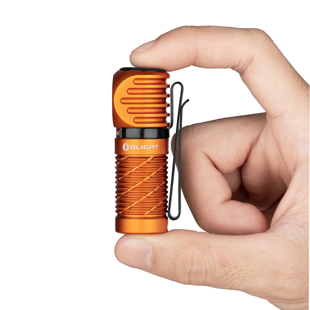 OLIGHT Perun 2 Mini Headlamp 1100 Lumens LED Head Flashlight, Rechargeable Headlight with Red Light Option, Great for Working, Hiking, Camping and Climbing (Orange Cool White: 5700~6700K)