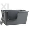 thumbnail image 2 of Set of 4 Extra Large Cat Litter Box, Low Entry Senior Litter Pen for Geriatric  Big Cats, Open Top Cat Litter Tray with Scoop, Grey, 2 of 7