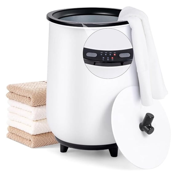 Towel Warmer Bucket, 23L Large Luxury Bucket-Style Towel Warmer w/Fragrant Disc Holder, ETL Certified Bath Heater w/3-Level Heating, 20/40/60/90 Min Timer & Auto Shut Off (Black, 23L, handle)