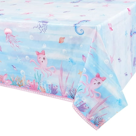 

Watercolor Mermaid Tablecloth - Mermaid Party Supplies 1 Pack 108 x 54 Disposable Plastic Table Cover for Girls Ocean Theme Birthday Party Baby Shower Wedding Decoration