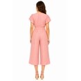thumbnail image 3 of Women's Striped Belted Wide Leg Jumpsuit with V-Neck and Short Flutter Sleeves Pink S, 3 of 4