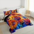 thumbnail image 2 of Manfei Rustic Sunflower Queen Comforter Set,Autumn Fall Bedding Sets,Orange Blue Ombre Bedding Comforter Set For Girl Teens,Microfiber Bedroom Decor Reversible,3-Piece, 2 of 7