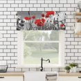 thumbnail image 4 of PKQWTM Floral Red Poppies Black White Striped Window Curtain Valance Rod Pocket 54x18 inch, 4 of 5