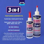 Beacon 3 In 1 Craft Glue - Clear Acid-Free Waterproof Instant Grab Fast Dry Formula 8oz
