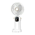thumbnail image 1 of Ventilador portátil recargable con base estabilizadora, recargable por USB, ventilador de mano, ventilador personal para el hogar, interior, mujeres, viajes y niñas. Blanco, 1 of 9