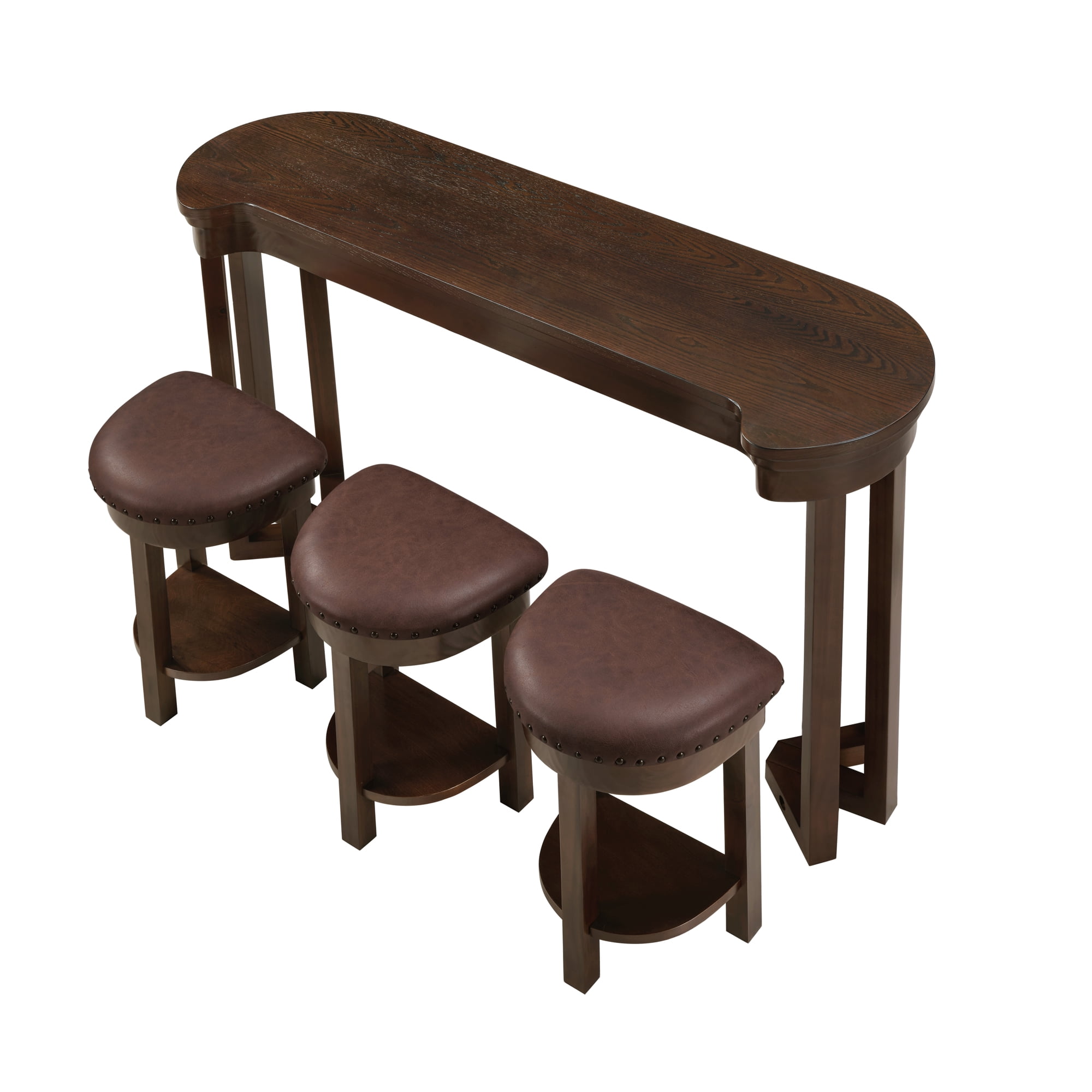 Aukfa 60"Solid Pine Wood Bar Set with 3 Stools, Space-Saving Kitchen Dining Table for 3, Compact Bistro Set for Small Apartments,Espresso