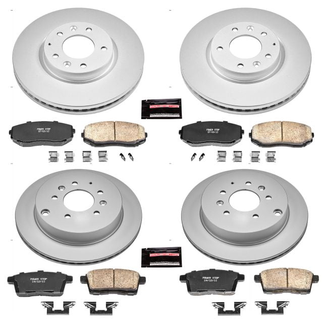 PowerStop Front and Rear Geomet Coated Brake Rotor and Pad Kit Fits: MAZDA Select Models CRK5829