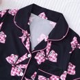 thumbnail image 4 of Womens Cute Pajamas 2 Piece Sleepwear Shorts Sets Short Sleeve Button Up Shirts Pjs Lounge Wear Black, S, 4 of 7