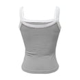 thumbnail image 4 of 2026New Women's Y2k Tank Top Buckle Scoop Neck Sleeveless Ribbed Fitted Going Out Tops Streetwear Festival Outfits(Grey,M), 4 of 4