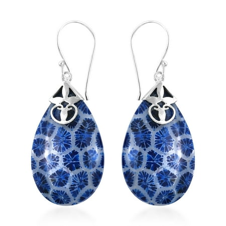 Handmade Silver Lampwork Earrings - Boho Handmade Sponge Coral Dangle Drop Earrings 925 Sterling Silver