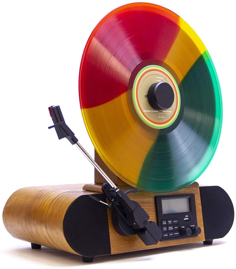 Fuse Vert Vertical Vinyl Record Player with Bluetooth, FM Radio, Alarm ...