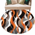 thumbnail image 2 of Orange Gray Stripes Round Living Room Rugs 7 ft, Abstract Art Modern Washable Area Rug with Non-Slip Sturdy Edge Binding Round Carpet for Kitchen Office Bedroom, 2 of 9