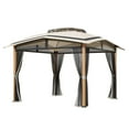thumbnail image 2 of MeetLeisure 9.8 Ft.W x 9.8 Ft.D Patio Outdoor Garden Gazebo, Double Roof Soft Canopy with Mosquito Netting for Backyard,Beige, 2 of 12