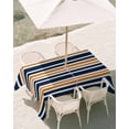 thumbnail image 3 of 60x120 Inch Outdoor Tablecloth with Umbrella Hole Zipper Rectangle Orange Navy Blue Striped Rectangular Tablecloths Outside Waterproof Gradient Horizontal Lines Patio Table Cover for Picnic Party, 3 of 8