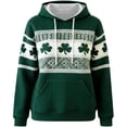 thumbnail image 4 of Craaazy Women's St. Patrick's Day Waffle Knit Hoodie Clover Print Long Sleeve Pocketed Casual Top Gifts, 4 of 5