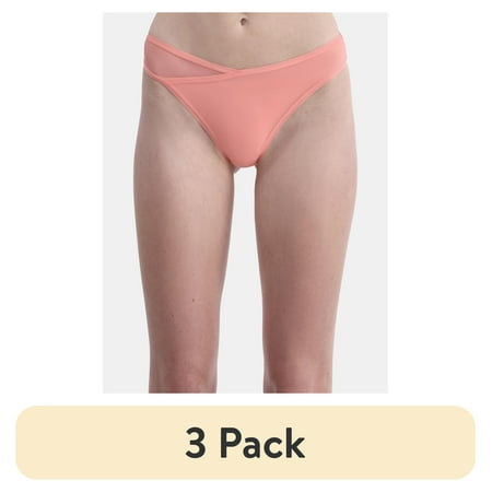 (3 pack) No Boundaries Micro Thong Panty with Mesh  Womens and Womens Plus  Sizes XS-XXXL