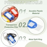 Uxcell Plastic Key Tags with Split Ring Label Window Identifiers ID ...