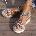 thumbnail image 3 of Espadrilles for Women Open Toe Wedge Sandals Boho Braided Band Beaded T-Strap 2026 Beach Vacation Shoes Silver Size 8.5, 3 of 9