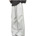 thumbnail image 2 of Sakmal Wide Leg Women's Pants Cargo Back to School Casual Sweatpants Plain Full Length White High Waisted Pants, 2 of 6
