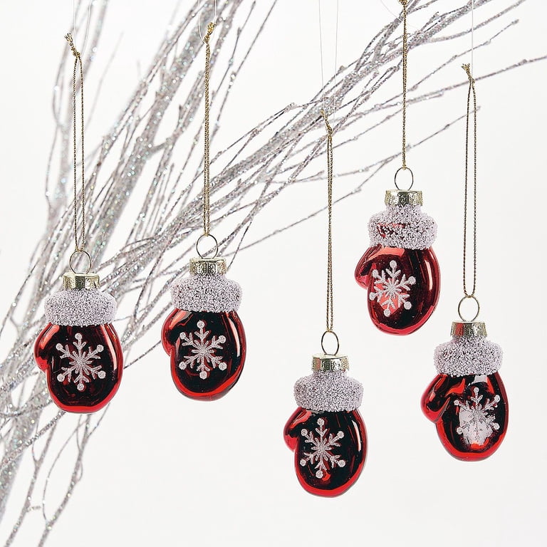 Lillian Vernon Glass Mittens Christmas Keepsake Ornaments - Set of