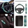 thumbnail image 3 of Yuyamidu Blue Aztec Ethnic Car Front Back Seat Covers with Car Steering Wheel Cover Seat Belt Pads Cup Coasters Garbage Cans Rear View Mirror Cover Keychain Air Vent Storage Holder Set of 15, 3 of 7