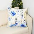 thumbnail image 4 of Floral Throw Pillow Covers 18x18 Set of 2 Spring Summer Outdoor Decor Pillow Cases for Home Couch Decorations Blue, 4 of 6