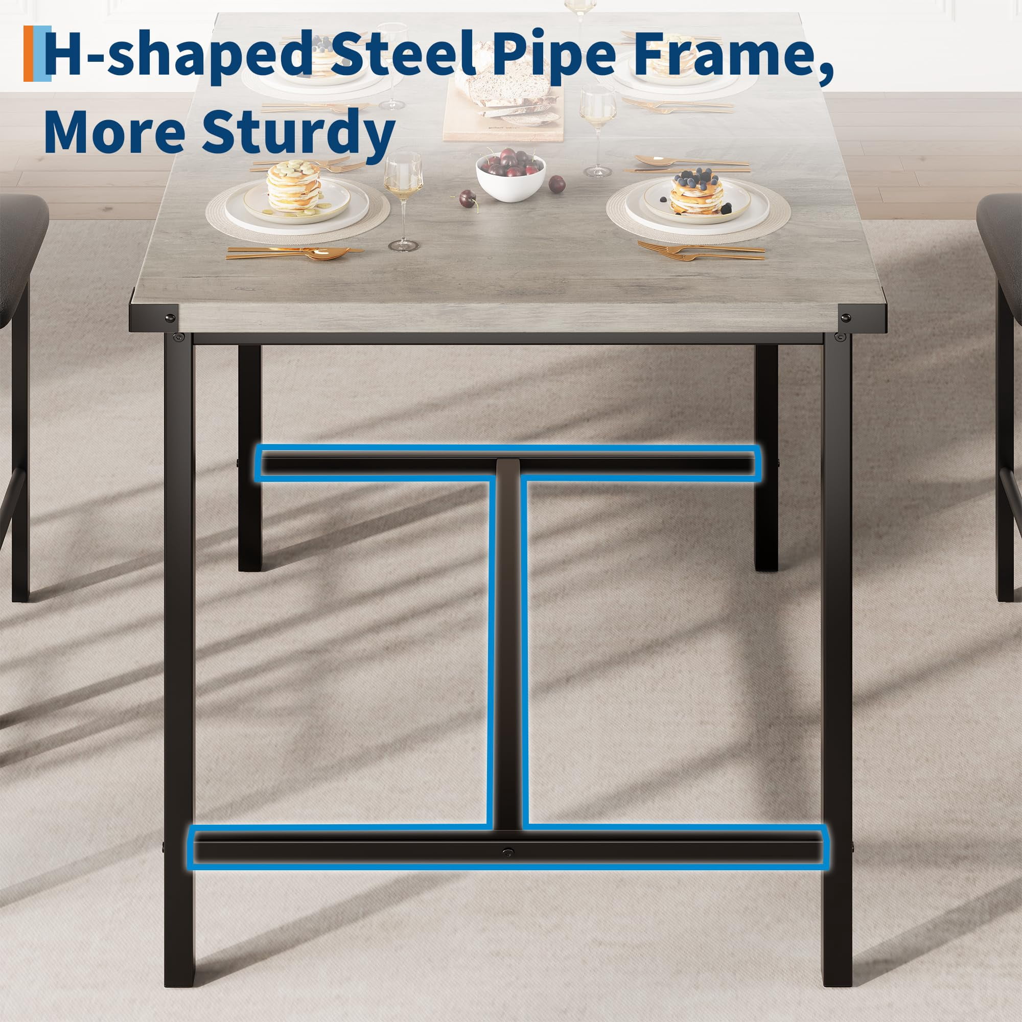 Yeshouse Dining Table Set for 4, Footrest, Corner Protector & Upholstered Stools