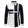 thumbnail image 1 of Camisa informal de rayas a cuadros para hombre, con solapas abotonadas, suave y cómoda, deportiva, de talla grande, 1 of 6