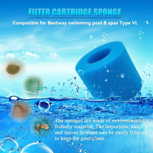 4pcs Éponge filtrante de piscine, Intex réutilisable et lavable