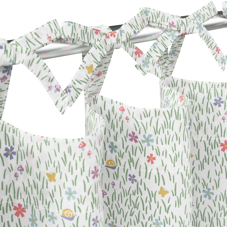 Mainstays Kids Meadow Print Light Filtering Tie Top Single Curtain